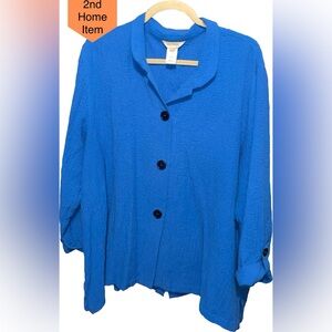 Multiples Crepe Button Up Lagenlook Shirt